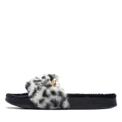 Women's Puma Leadcat Fluff - Black/White Leopard