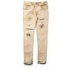 Purple Brand Low Rise Skinny Jean - Beige Heavy Repair
