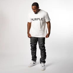 Purple Brand Low Rise Skinny Jean - White Monogram Black Flocked -Fashion clothing Sneaker Politics Purple PreSpring23 131 110702 131 110695 WB 1 1