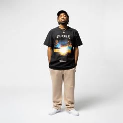 Purple Brand Sunset Tee - Black -Fashion clothing Sneaker Politics Purple PreSpring MODELED 131 112447 WB 1