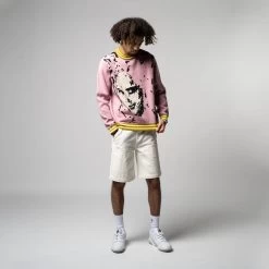 KidSuper Con Artist Sweater - Pink/Gold -Fashion clothing Sneaker Politics kidsuper SS23 MODEL 131 112048 WB 1