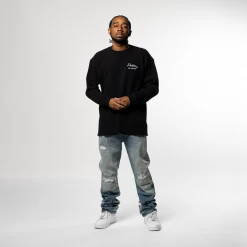 Politics X Standard Issue Thermal Crewneck - Black -Fashion clothing Sneaker Politics politics StandardIssue model 131 113170 WB 1