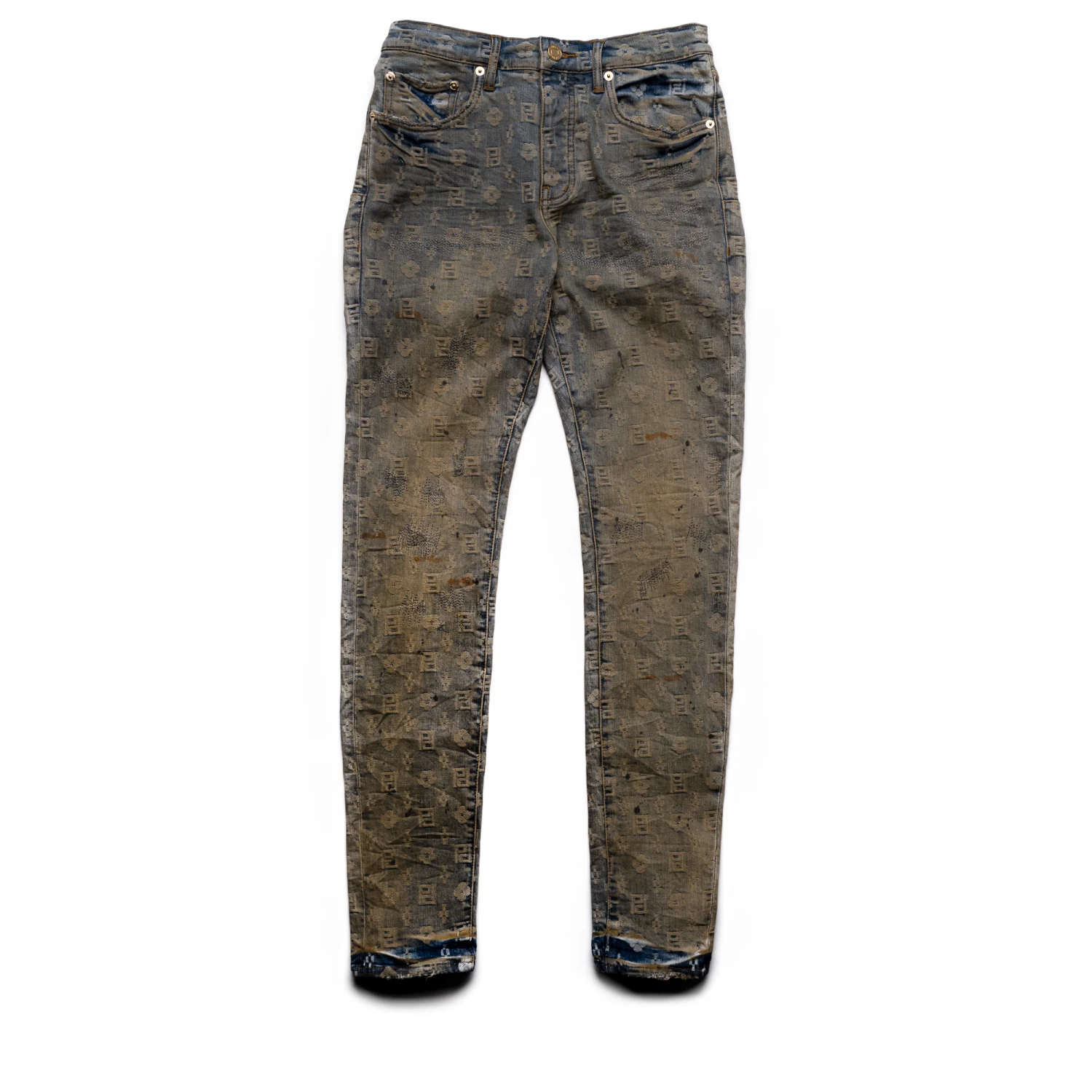 Purple Brand Low Rise Skinny Jean - Indigo Monogram Oil Repair 3 Purple Brand Low Rise Skinny Jean - Indigo Monogram Oil Repair