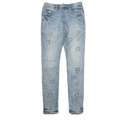 Purple Brand Low Rise Skinny Jean - Light Indigo Embroidery Punch P