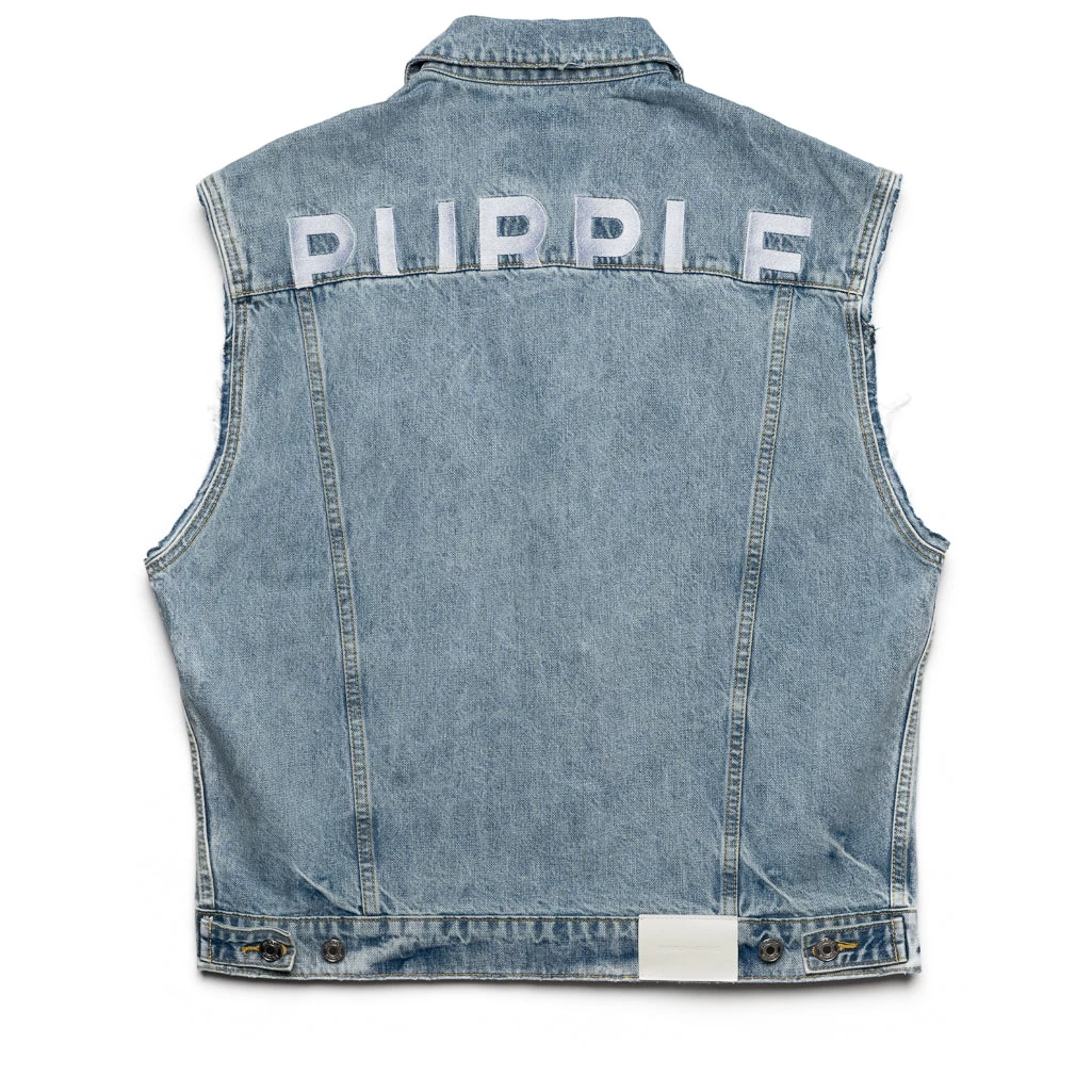 Purple Brand Denim Vest - Light Indigo Embroidered 4 Purple Brand Denim Vest - Light Indigo Embroidered - Image 2