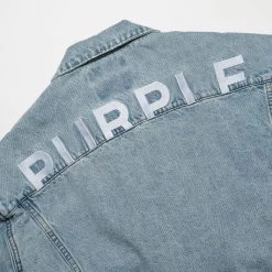 Purple Brand Oversized Fit Denim Jacket - Light Indigo Embroidered -Fashion clothing Sneaker Politics purple SS23 131 111471 WB 3
