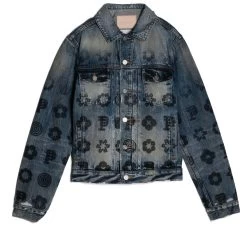 Purple Brand Fade Monogram Denim Jacket - Indigo